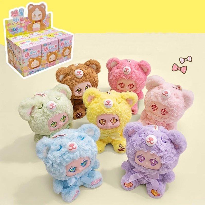 Candy Bear Series,Plush Doll Blind Box Figures,Vinyl Face Plush Doll Random Design Action Figures Collectible Toys,Plush Blind Box 1PC (1 of 6 Styles) Cute Collectible Toys Birthday Gifts